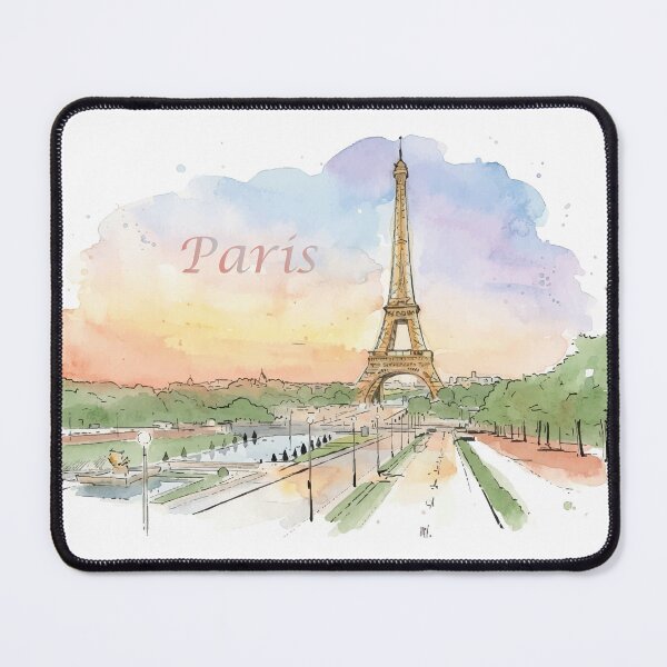 Item preview, Eiffel Tower Paris France Sunset Watercolor Art designed and sold by NareArt.