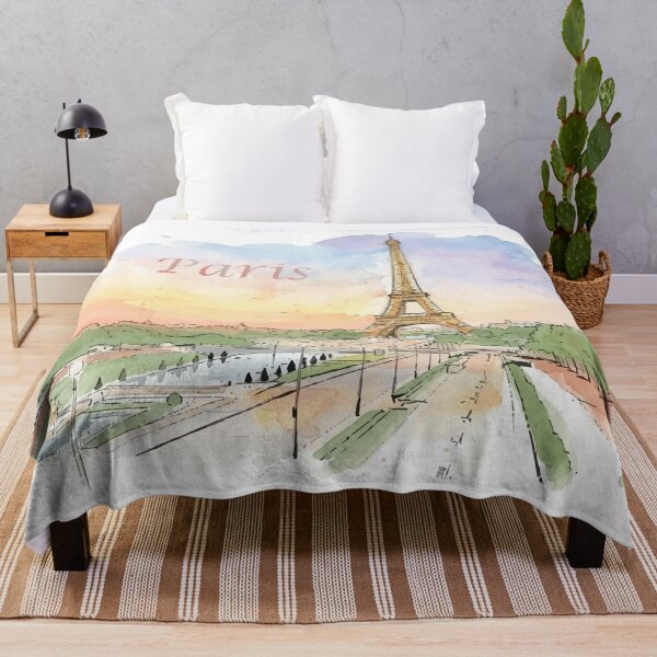 Item preview, Eiffel Tower Paris France Sunset Watercolor Art designed and sold by NareArt.