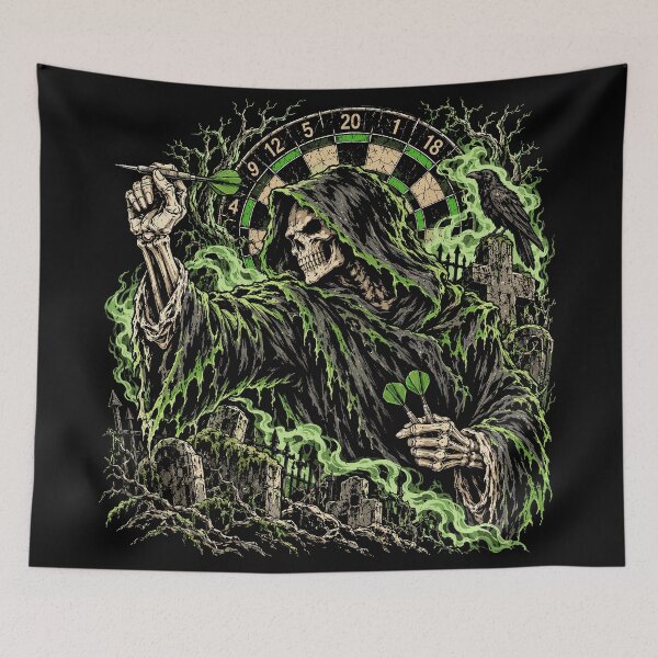 Item preview, Halloween Grim Reaper Playing Darts in a Graveyard designed and sold by TheAsura.