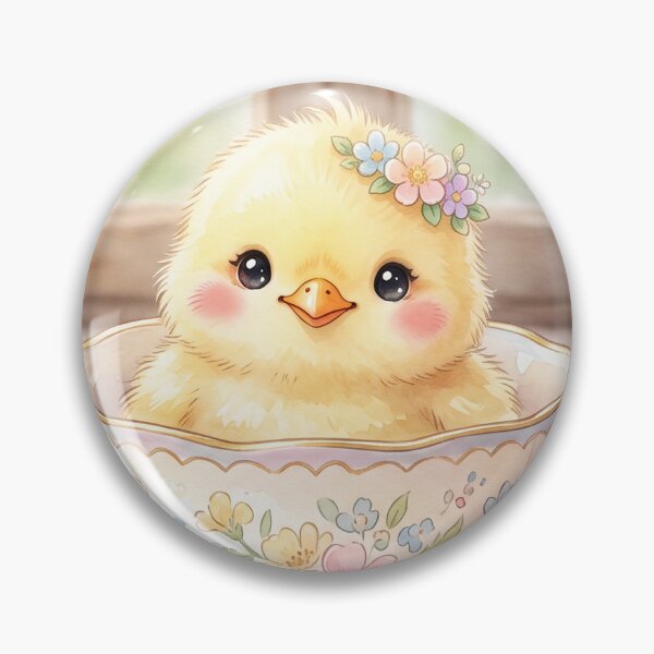 Item preview, Cute Chick in Teacup | Whimsical Kawaii Illustration designed and sold by Moonlily Tavern.