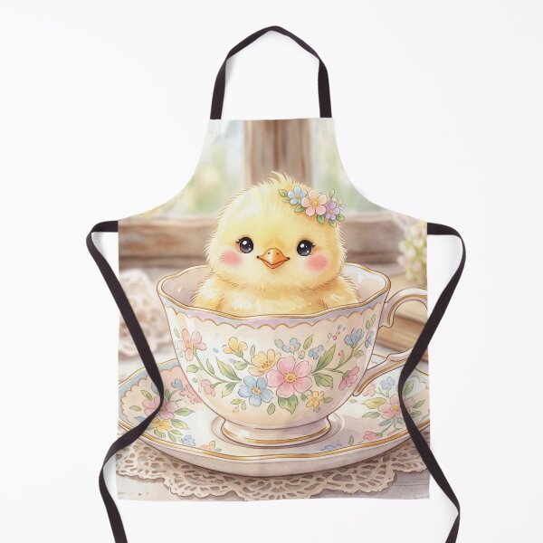 Item preview, Cute Chick in Teacup | Whimsical Kawaii Illustration designed and sold by Moonlily Tavern.