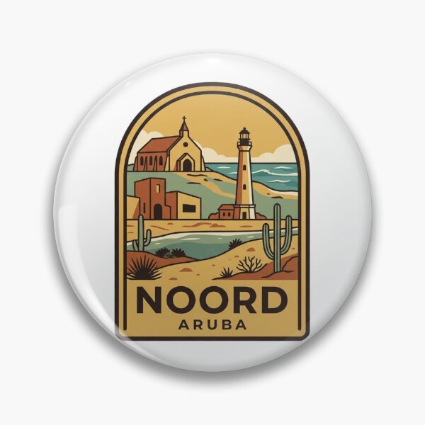 Item preview, Noord Aruba California Lighthouse Alto Vista Chapel Retro Travel Badge designed and sold by raedattia.