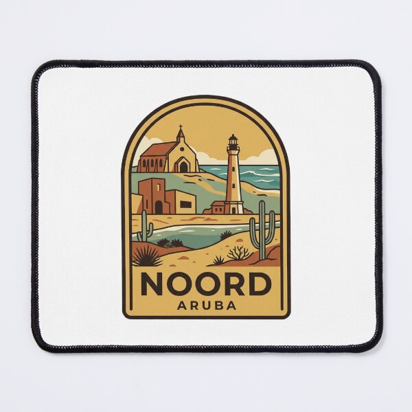Item preview, Noord Aruba California Lighthouse Alto Vista Chapel Retro Travel Badge designed and sold by raedattia.
