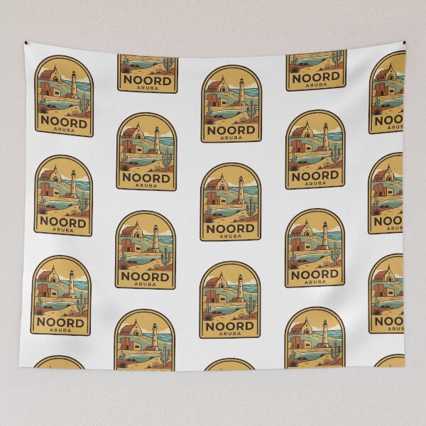 Item preview, Noord Aruba California Lighthouse Alto Vista Chapel Retro Travel Badge designed and sold by raedattia.