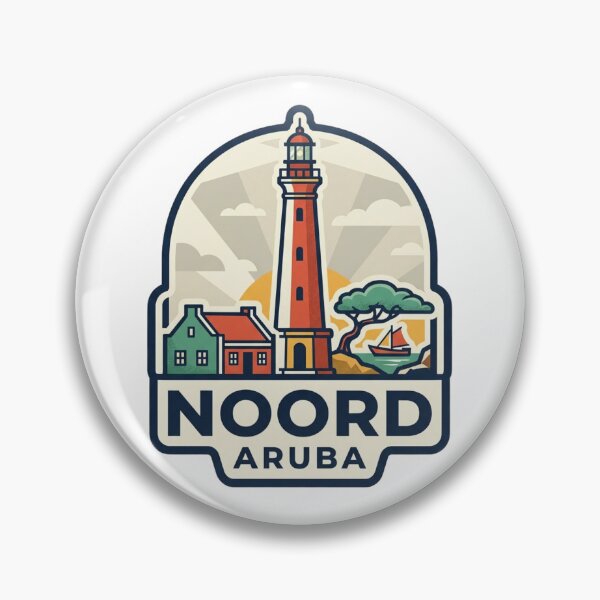 Item preview, Noord Aruba California Lighthouse Coastal Retro Travel Badge Illustration    designed and sold by raedattia.