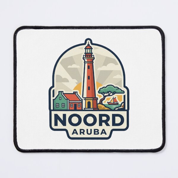 Item preview, Noord Aruba California Lighthouse Coastal Retro Travel Badge Illustration designed and sold by raedattia.