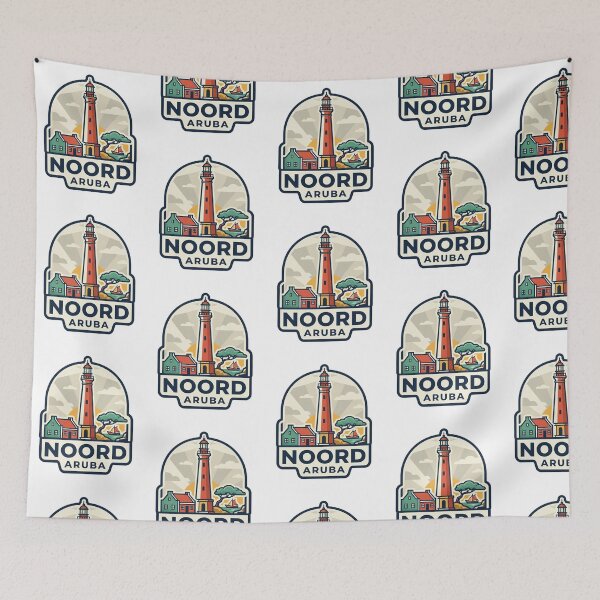 Item preview, Noord Aruba California Lighthouse Coastal Retro Travel Badge Illustration    designed and sold by raedattia.