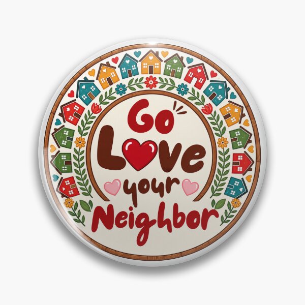 Item preview, Go Love Your Neighbor – Colorful Folk Art Houses & Hearts designed and sold by D-Islamic.