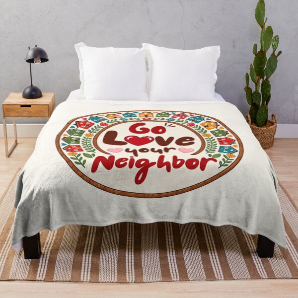 Item preview, Go Love Your Neighbor – Colorful Folk Art Houses & Hearts designed and sold by D-Islamic.