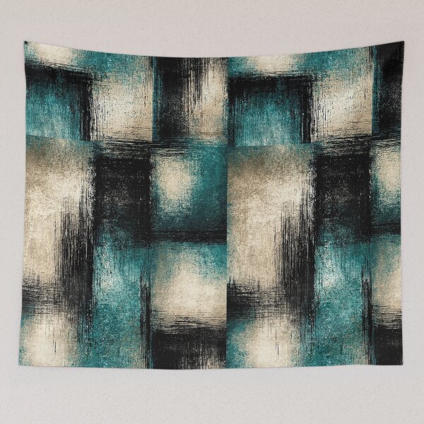 Item preview, Urban Patchwork Teal and Charcoal Grunge Art designed and sold by Piotrek0001.