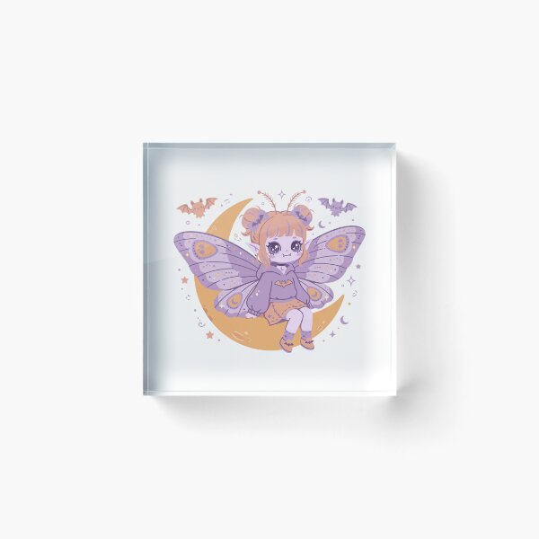 Item preview, Moth Fairy on a Crescent Moon - Cute Spooky Halloween designed and sold by Faelottie.