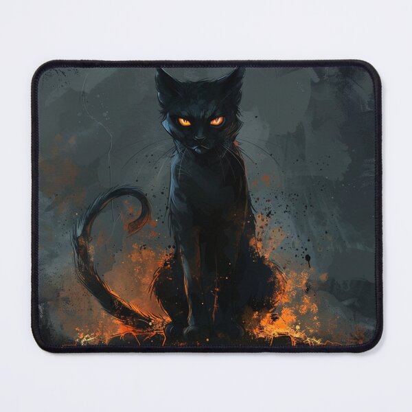 Item preview, Black Cat Fire Moon Mystical Asian Art designed and sold by Fei Long Design Hub.