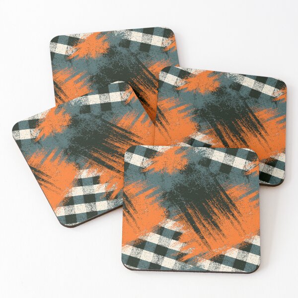 Item preview, Distressed Orange Plaid and Brushstroke Art designed and sold by Piotrek0001.