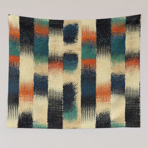 Item preview, Textured Plaid Stripes in Teal and Orange designed and sold by Piotrek0001.