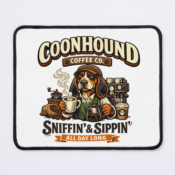 Item preview, Vintage Coonhound Coffee Lover Dog – Sniffin’ & Sippin’ designed and sold by SidTastic .