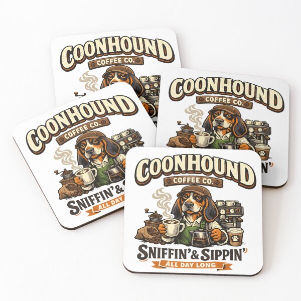 Item preview, Vintage Coonhound Coffee Lover Dog – Sniffin’ & Sippin’ designed and sold by SidTastic .