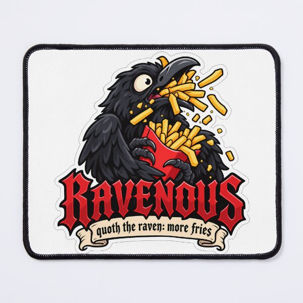 Item preview, Ravenous Raven Eating Fries designed and sold by Mordenrox.