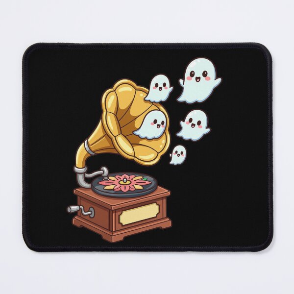 Item preview, Cozy Spooky Retro Gramophone with Cute Ghosts designed and sold by ImagiSpark Press.
