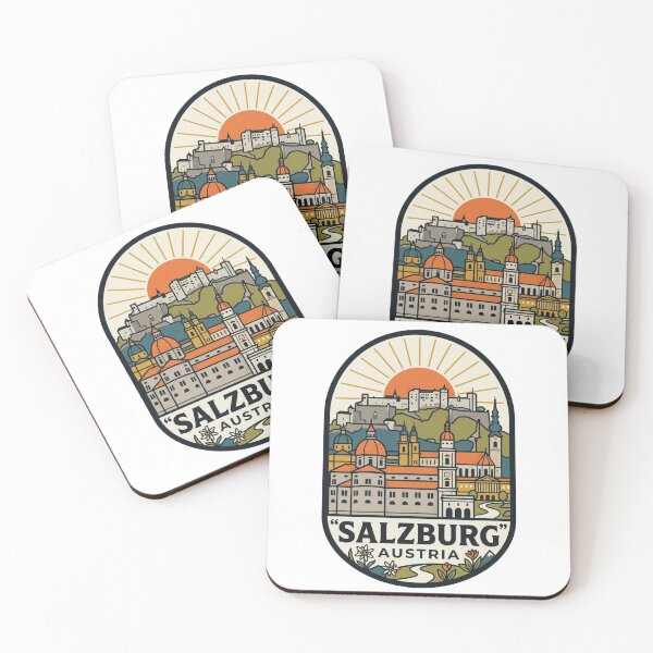 Item preview, Salzburg Austria Hohensalzburg Fortress Cathedral Retro Travel Badge    designed and sold by raedattia.