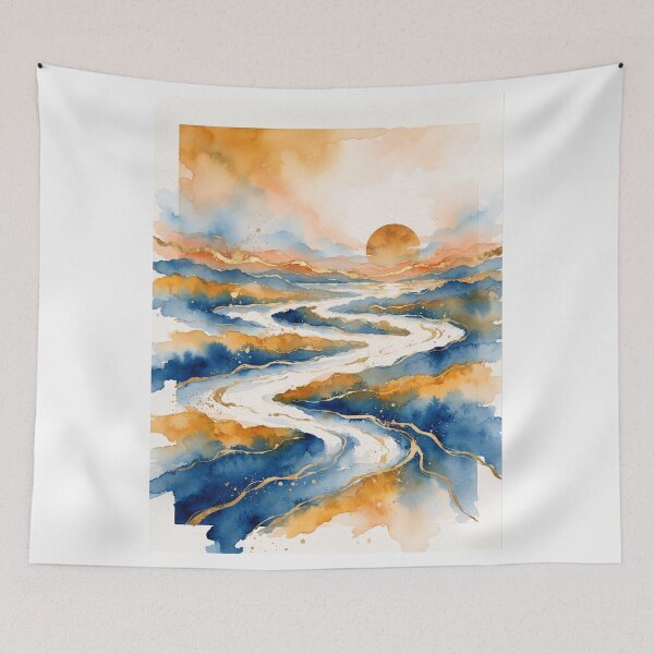 Item preview, Sunset in the San Pedro Ravines in Watercolor - Argentine Landscapes designed and sold by Esencia Argentina.