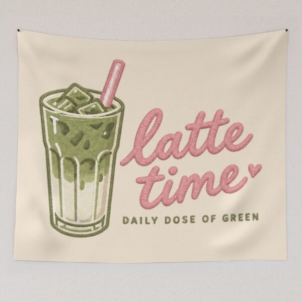 Item preview, Soft Girly Iced Matcha Latte Embroidered Aesthetic Tee designed and sold by Yellowriversss.