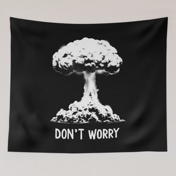 Item preview, Don't Worry Mushroom Cloud Atomic War Stencil Graffiti Subverting designed and sold by Bela-Manson.