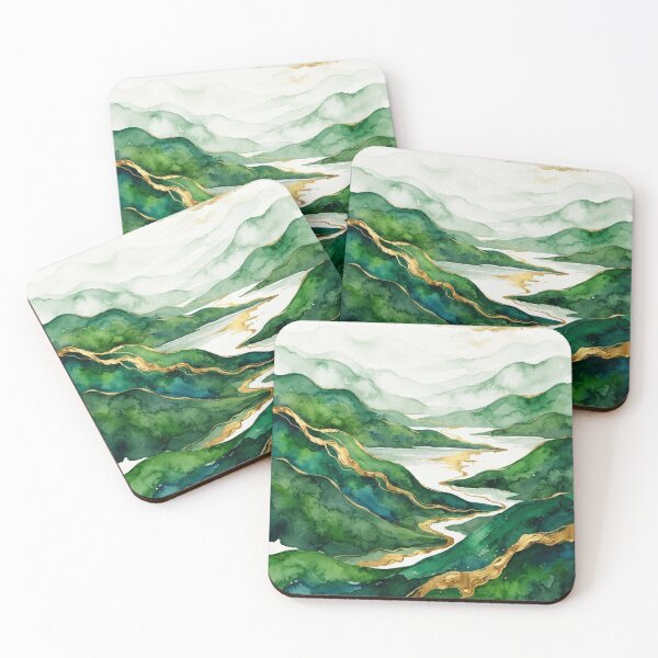 Item preview, Victoria Hills in Watercolor and Gold - Argentine Landscapes designed and sold by Esencia Argentina.