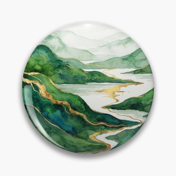 Item preview, Victoria Hills in Watercolor and Gold - Argentine Landscapes designed and sold by Esencia Argentina.