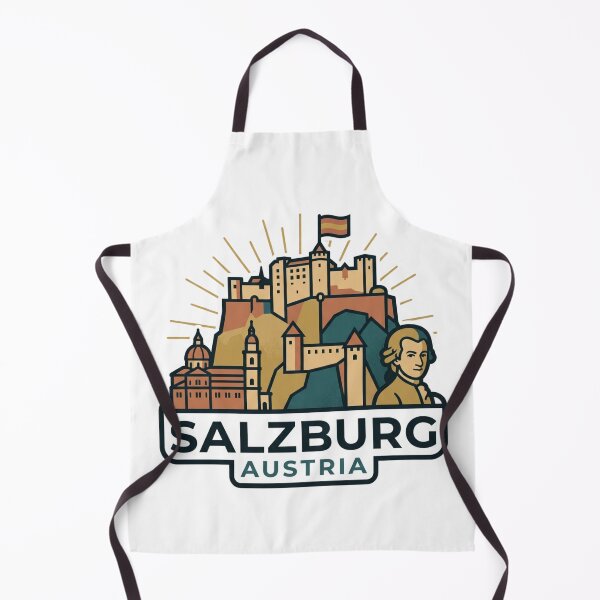 Item preview, Salzburg Austria Mozart Hohensalzburg Fortress Retro Travel Badge Emblem    designed and sold by raedattia.