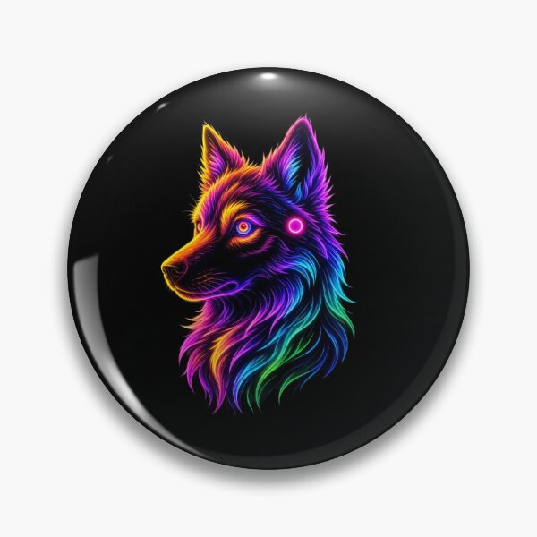 Item preview, Neon Rainbow Wolf Cyberpunk Howling Spirit designed and sold by ExploreAura Studio.