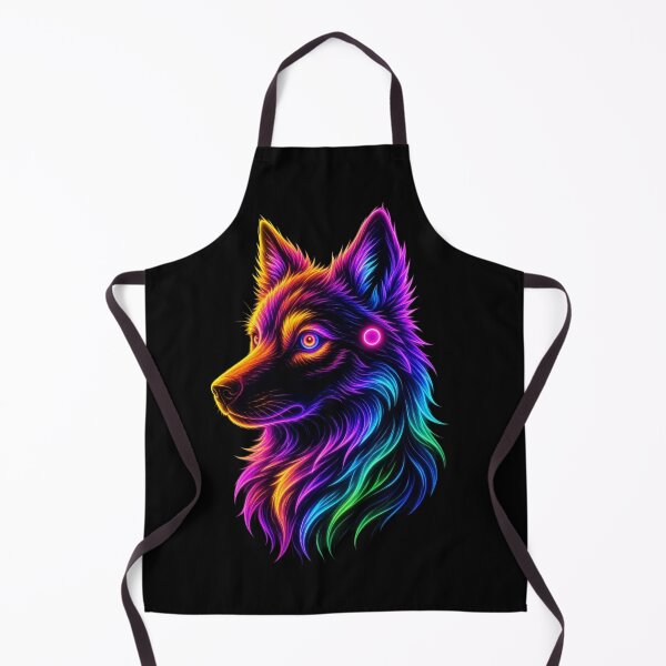 Artikelvorschau, Neon-Regenbogenwolf, Cyberpunk-Heulender Geist entworfen und verkauft von ExploreAura Studio.