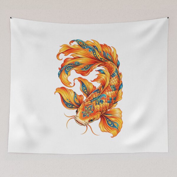 Item preview, Bohemian Golden Koi — Flowing Fins in Orange & Blue designed and sold by PeanutGalSean.