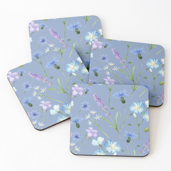 Item preview, Blue and Purple Wildflowers on Blue Background  designed and sold by White Rabbit Design .