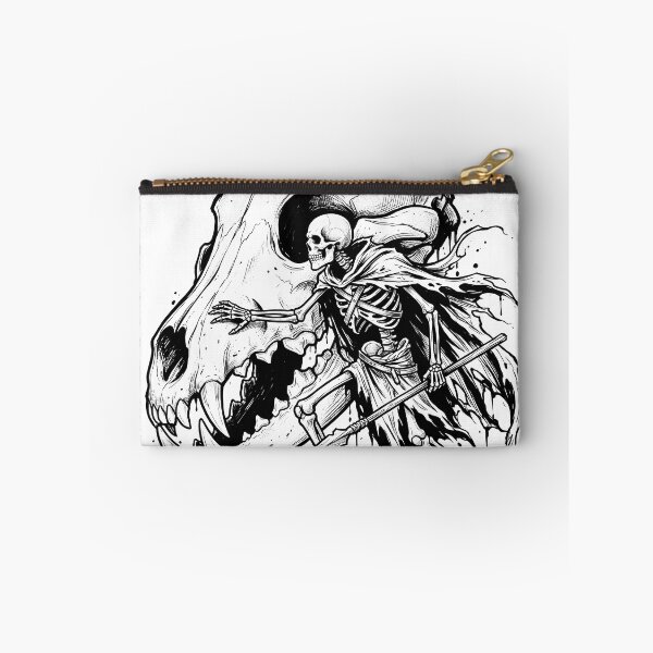 Item preview, Hooded Skeleton Advances Before a Giant Jaw with a Spear designed and sold by MisteryDesigner.