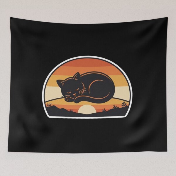 Item preview, Sleeping Black Cat Sunset designed and sold by PrintforDesign.