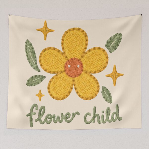 Item preview, Embroidered Yellow Flower Child Sparkle Boho Tee designed and sold by Yellowriversss.