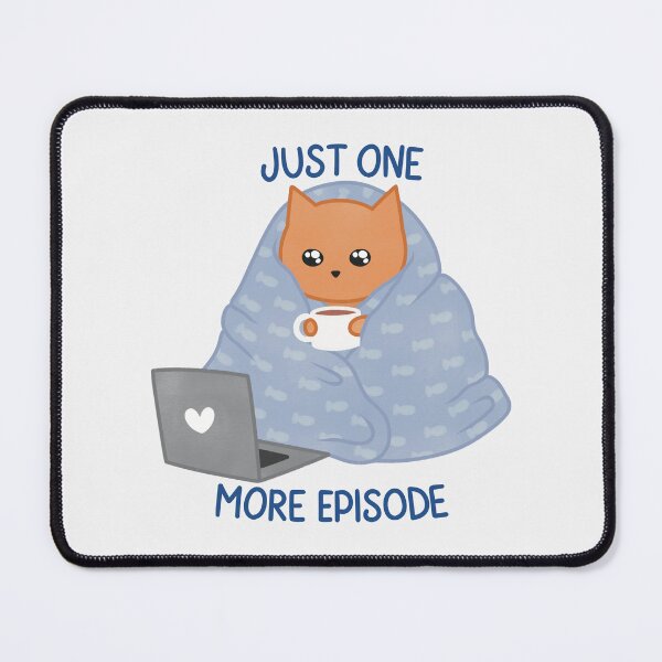 Item preview, Just One More Episode Cute Orange Cat in a Blue Blanket designed and sold by winterpumpkin.