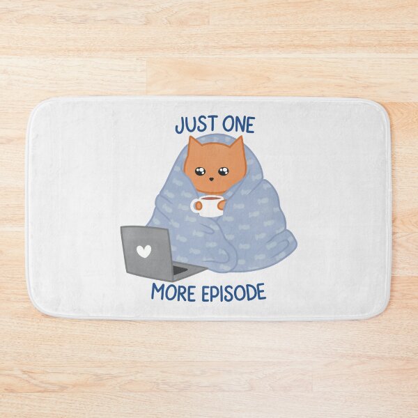 Item preview, Just One More Episode Cute Orange Cat in a Blue Blanket designed and sold by winterpumpkin.