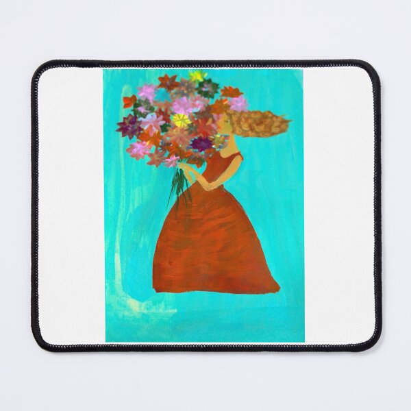 Item preview, Woman with Colorful Flower Bouquet Acrylic Painting designed and sold by AniLisa.