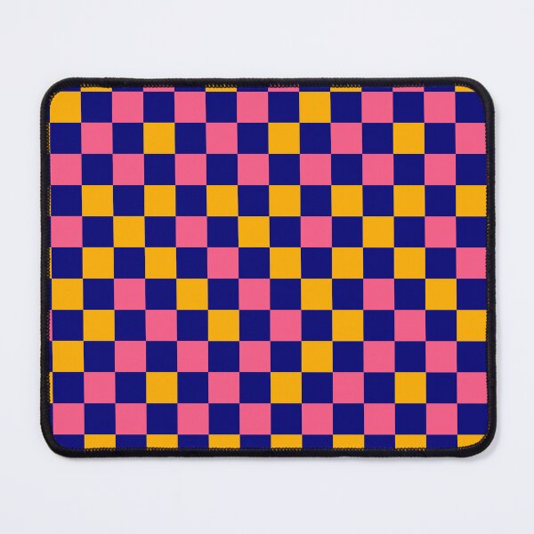 Item preview, Pinkk And Yellow On Navy Blue Checkered Pattern designed and sold by PatternTitan.