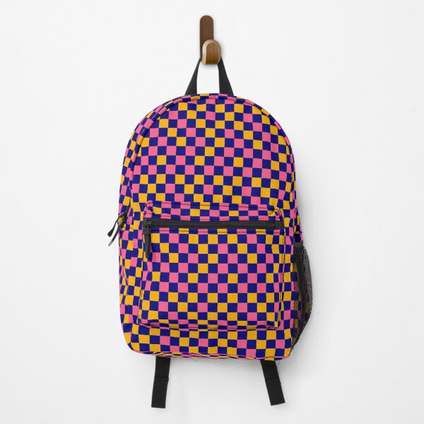 Item preview, Pinkk And Yellow On Navy Blue Checkered Pattern   designed and sold by PatternTitan.