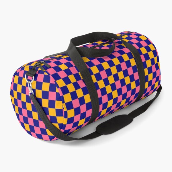 Item preview, Pinkk And Yellow On Navy Blue Checkered Pattern   designed and sold by PatternTitan.