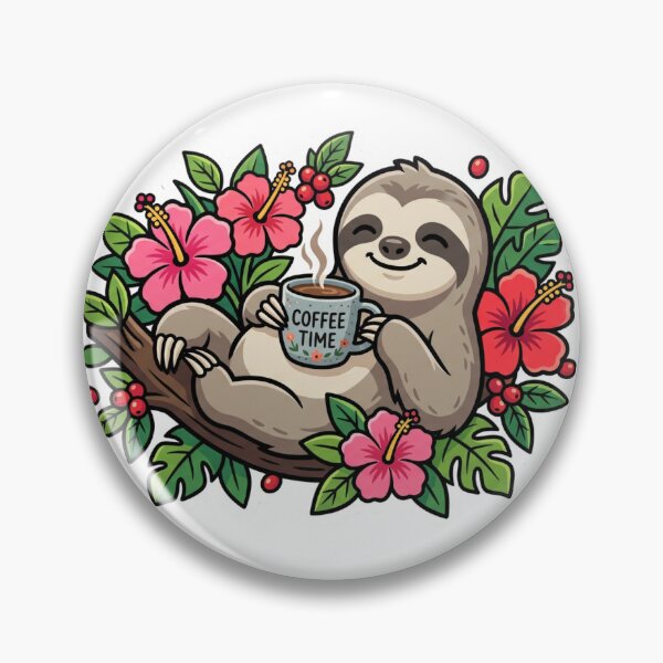 Item preview, Cozy Costa Rica Sloth Drinking Coffee designed and sold by TicoInk.