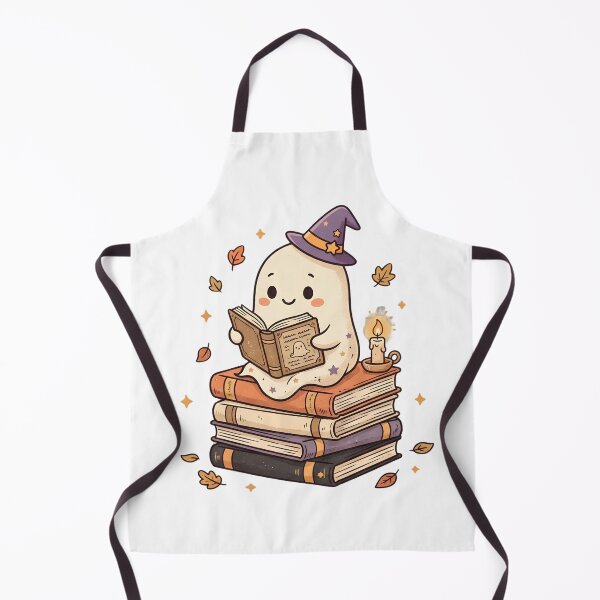 Item preview, Witchy Ghost Reading Spellbook Sticker – Cute Bookish Halloween Ghost with Witch Hat, Candle & Stack of Books designed and sold by abdelski.