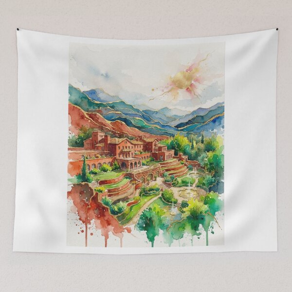 Artikelvorschau, Gran Hotel Villavicencio Mendoza in Aquarell – Argentinische Landschaften entworfen und verkauft von Esencia Argentina.
