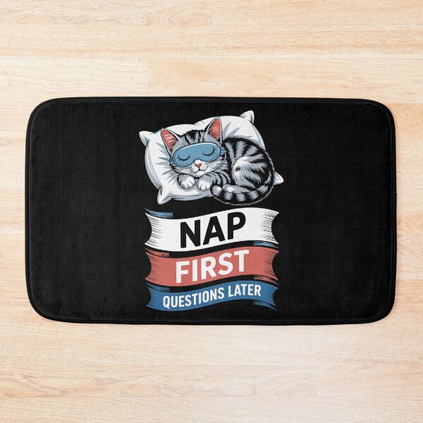 Item preview, Nap First Questions Later – Funny Sleepy Cat Sleeping Mask Art designed and sold by jkrphoto.