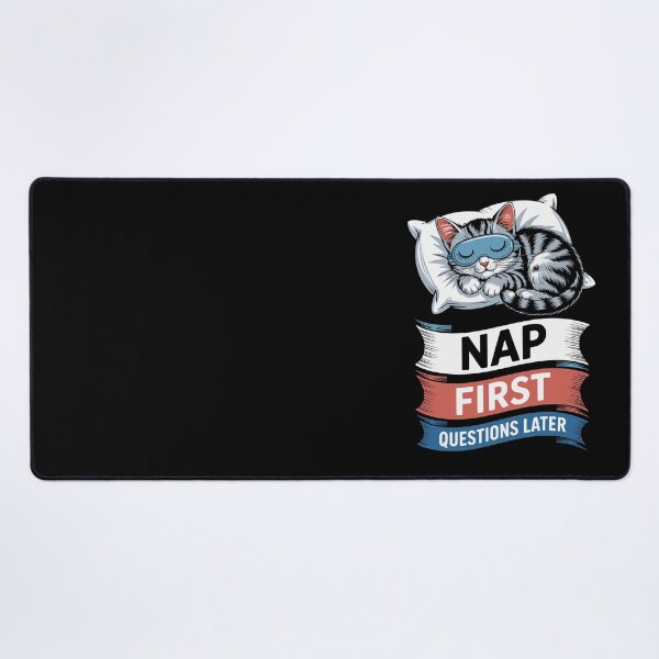 Item preview, Nap First Questions Later – Funny Sleepy Cat Sleeping Mask Art designed and sold by jkrphoto.