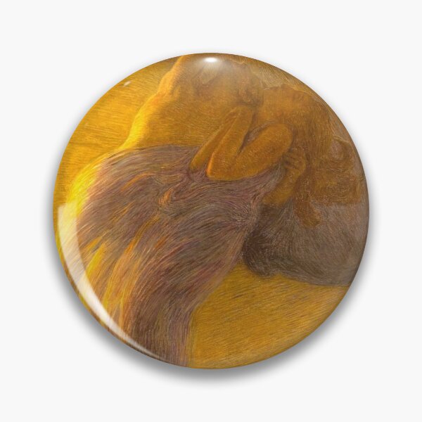 Item preview, Gaetano Previati "Il Sogno" The Dream romantic floral landscape golden painting print, circa 1912 designed and sold by Jéanpaul  Ferro.