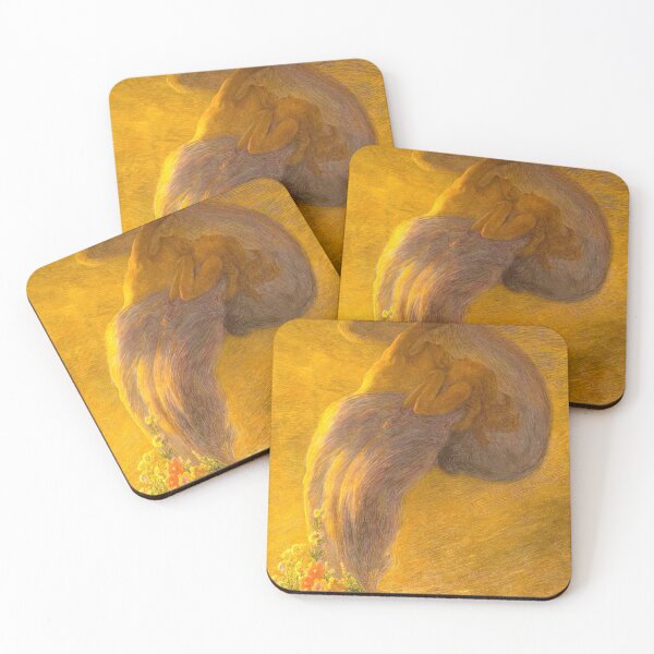 Item preview, Gaetano Previati "Il Sogno" The Dream romantic floral landscape golden painting print, circa 1912 designed and sold by Jéanpaul  Ferro.