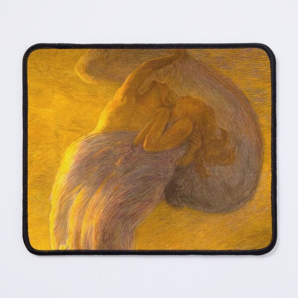 Item preview, Gaetano Previati "Il Sogno" The Dream romantic floral landscape golden painting print, circa 1912 designed and sold by Jéanpaul Ferro.
